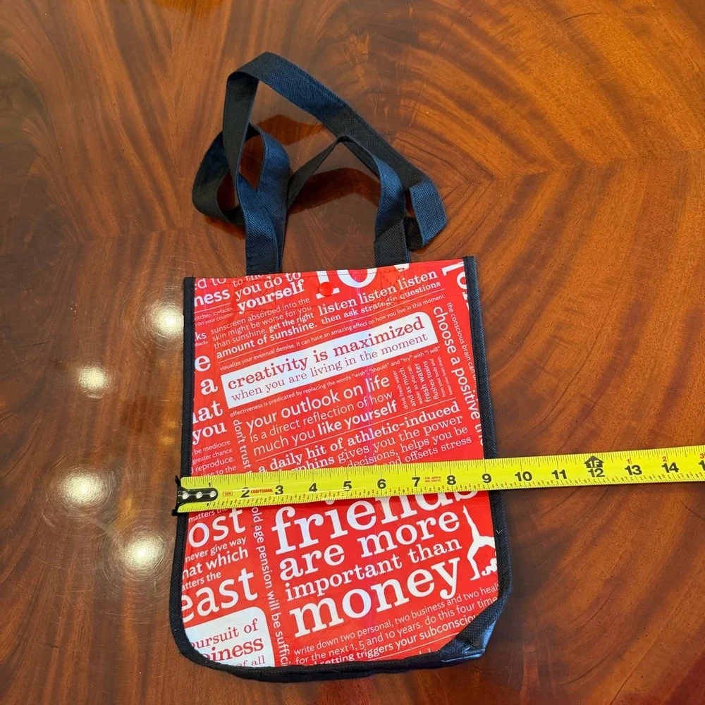 NEW Lululemon Small Reusable Shopper Bag Red Typography Print